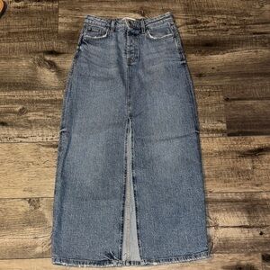 Zara Blue Denim Maxi Skirt with Slit